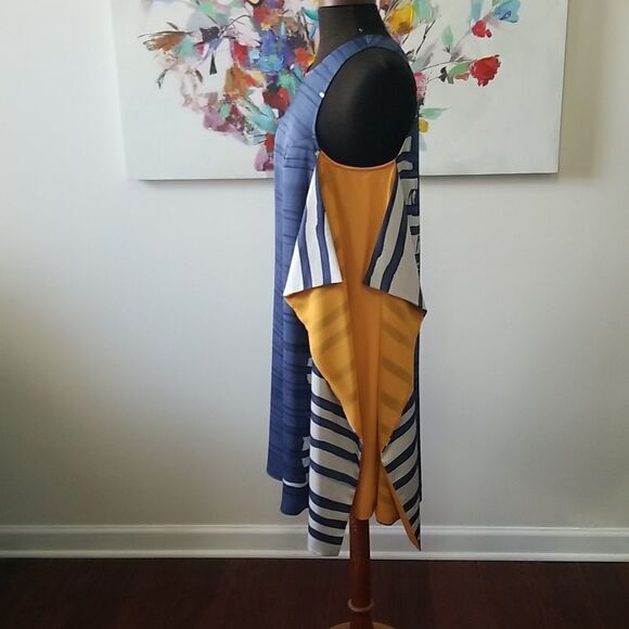 Rachel Roy Blue flare Dress with One side Ruffle size Medium - Picture 5 of 14